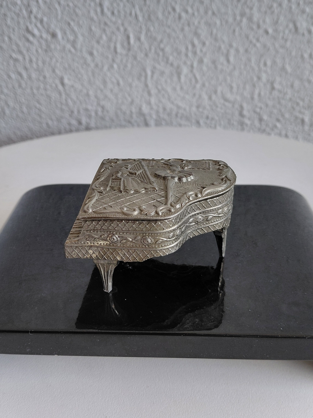 Silver-Tone Decorative Grand Piano Trinket Box -